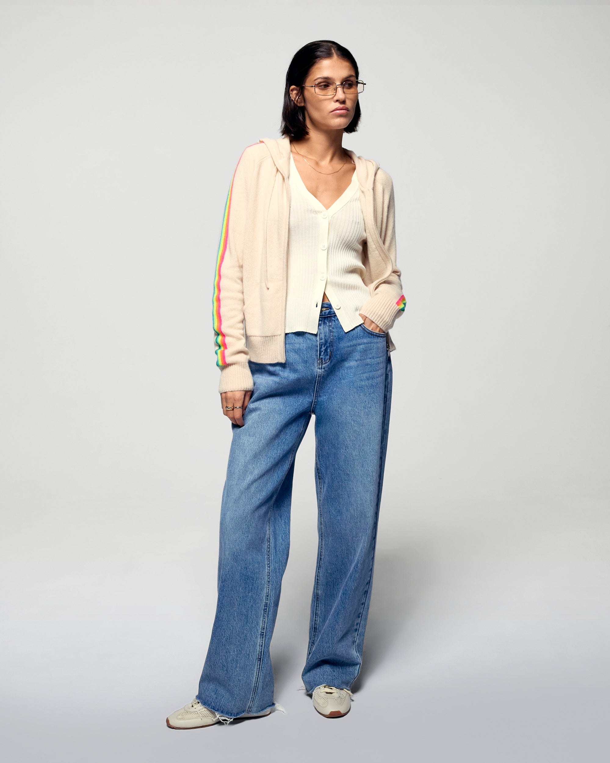 Multicolor Striped Hoodie (H25 / FEMME / Sand)