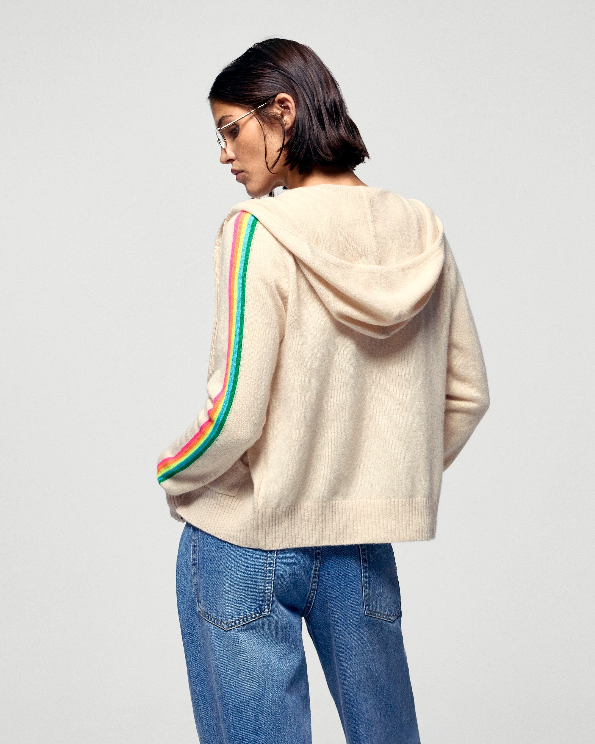 Multicolor Striped Hoodie (H25 / FEMME / Sand)