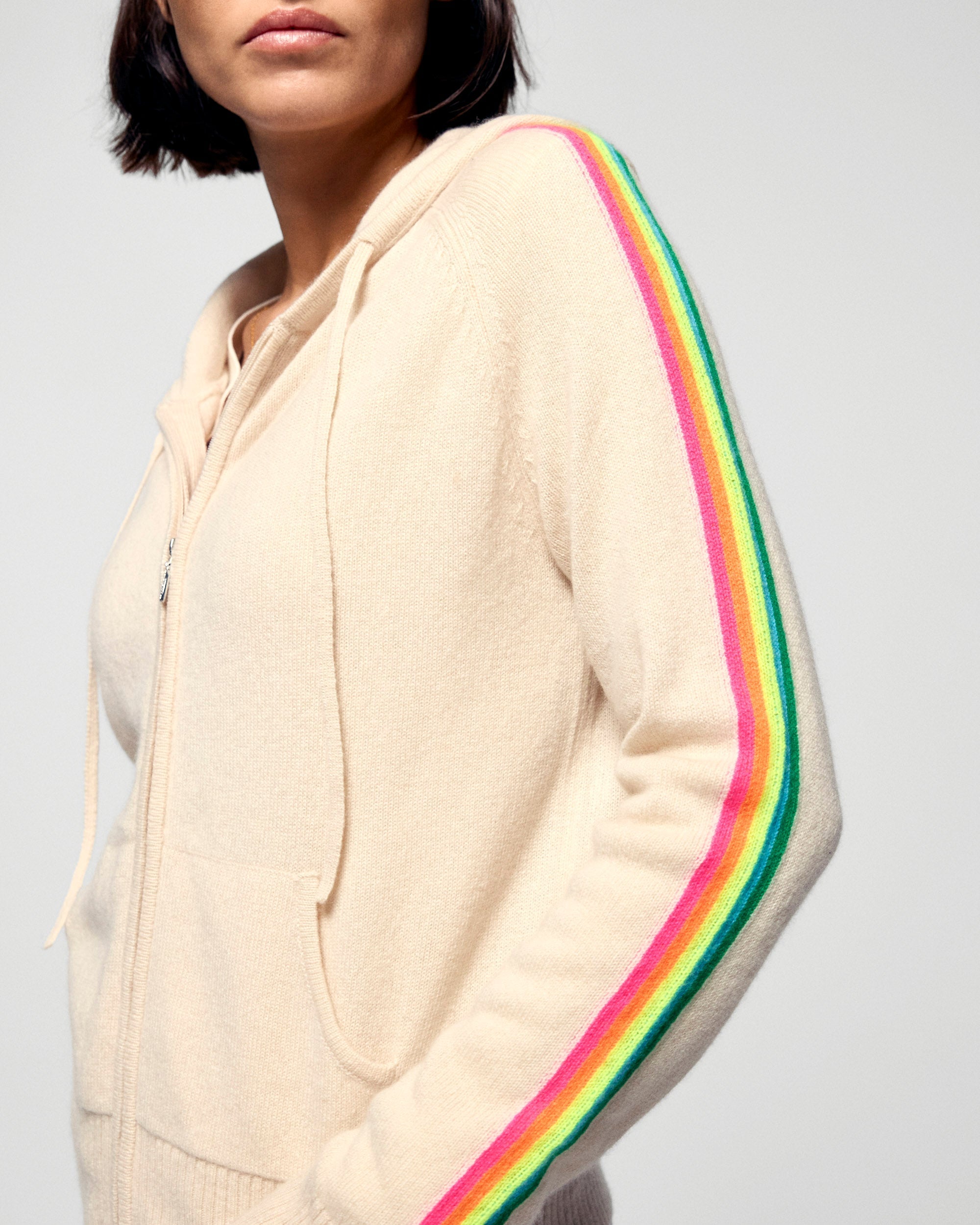 Multicolor Striped Hoodie (H25 / FEMME / Sand)