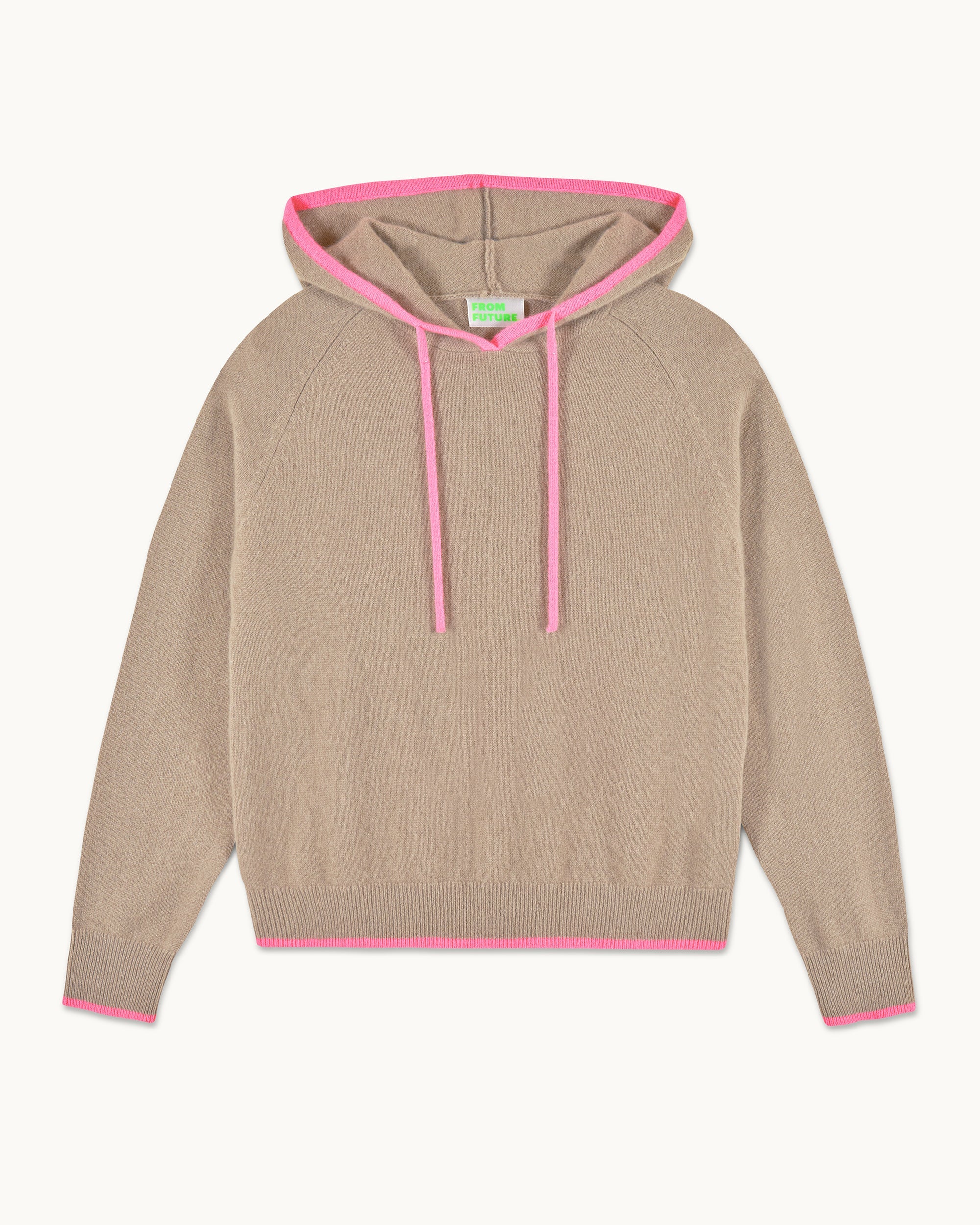 Oversized Hoodie Sweater with Contrast Trims (S25 / WOMEN / Tropical Taupe)