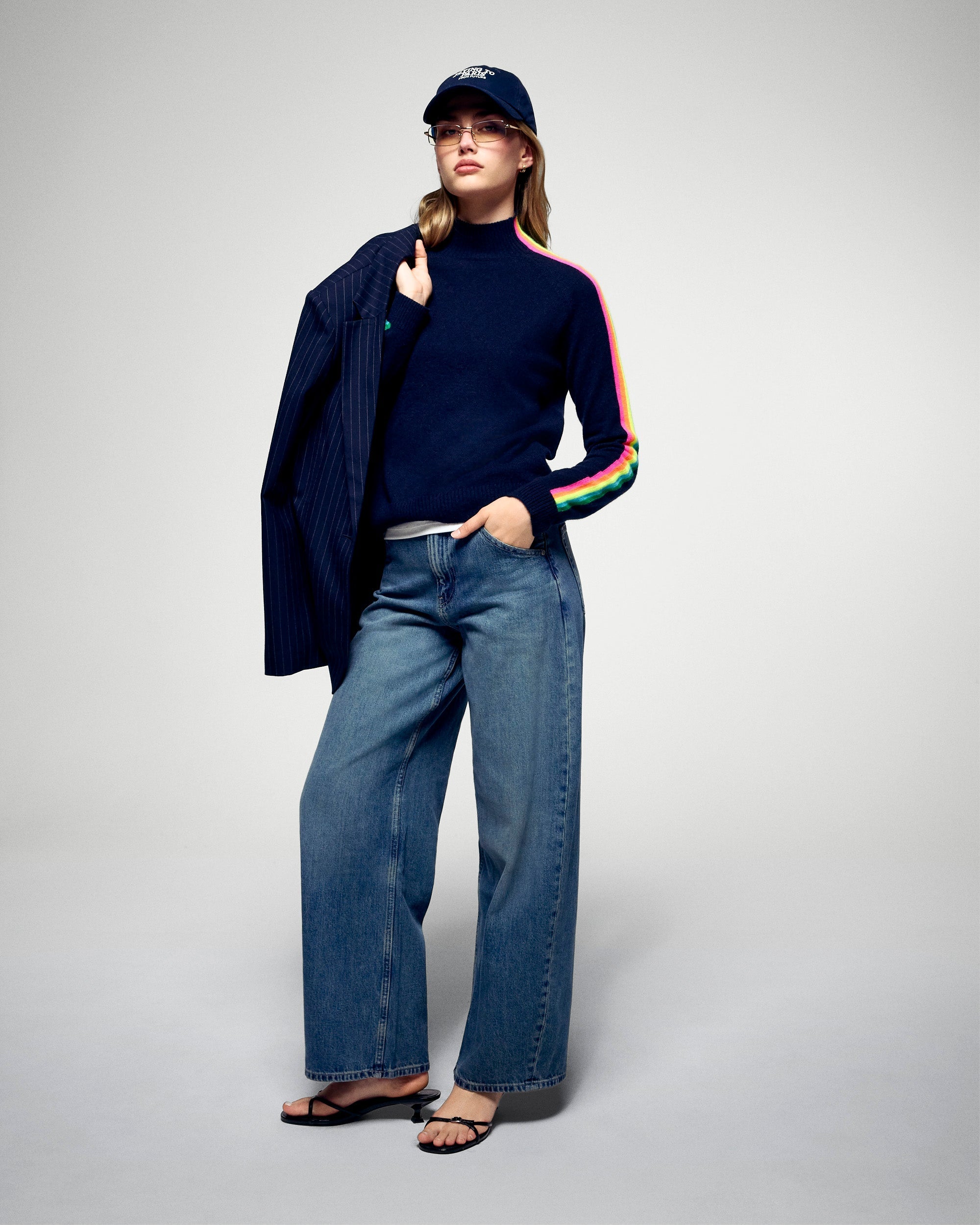 Mock Neck Sweater (H25 / FEMME / Navy)