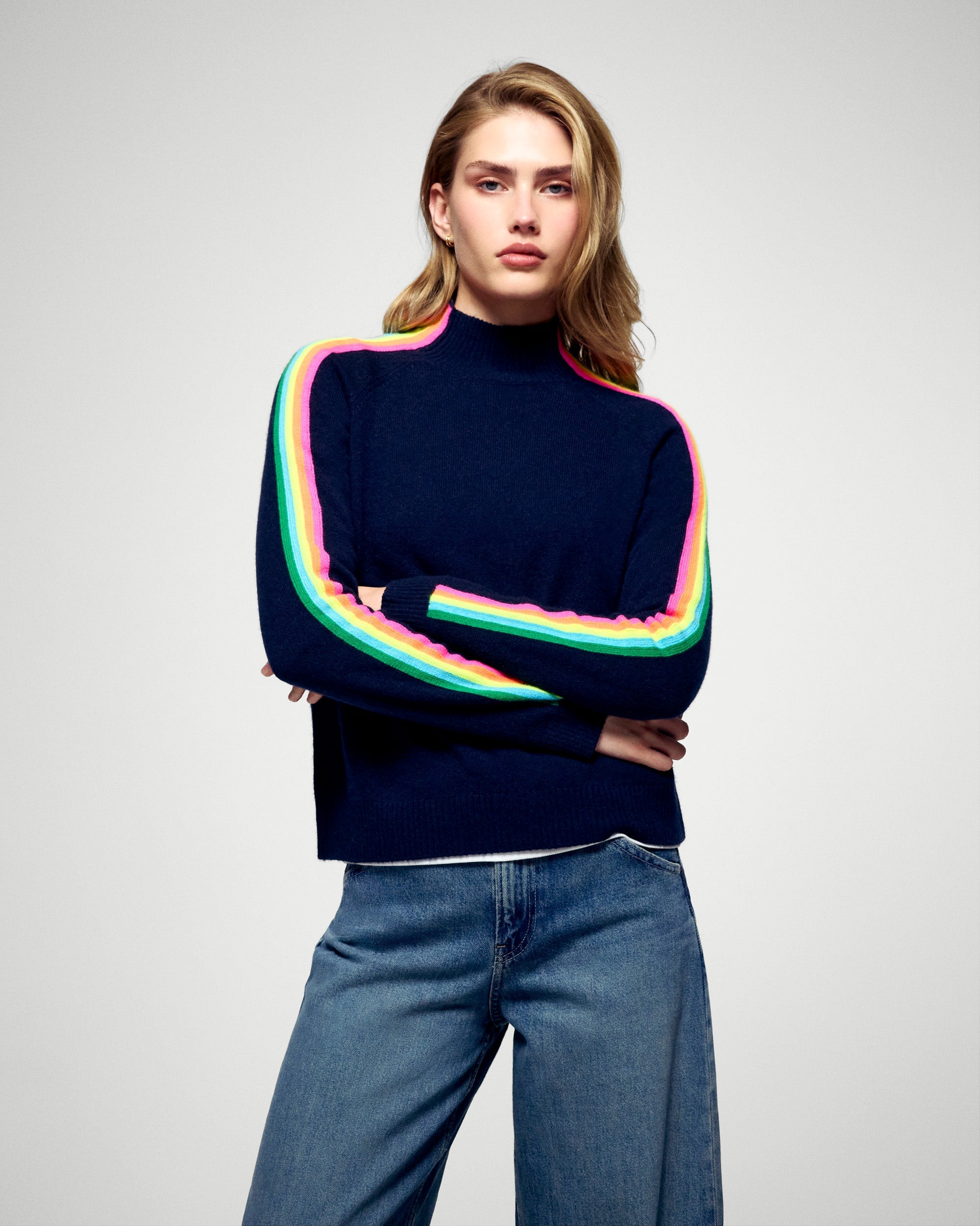 Mock Neck Sweater (H25 / FEMME / Navy)