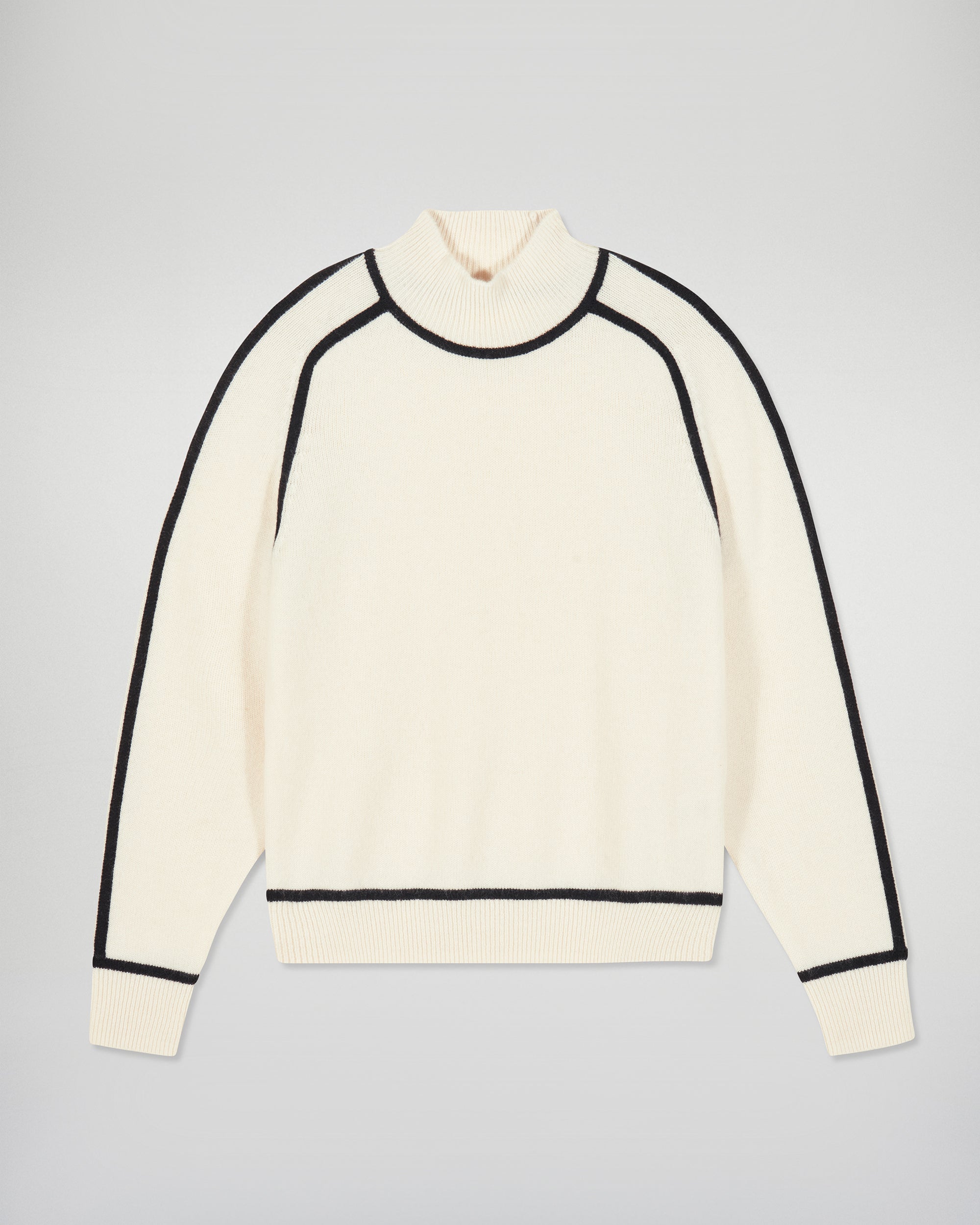 Mock-Neck Sweater with Contrast Edges (H25 / FEMME / White)