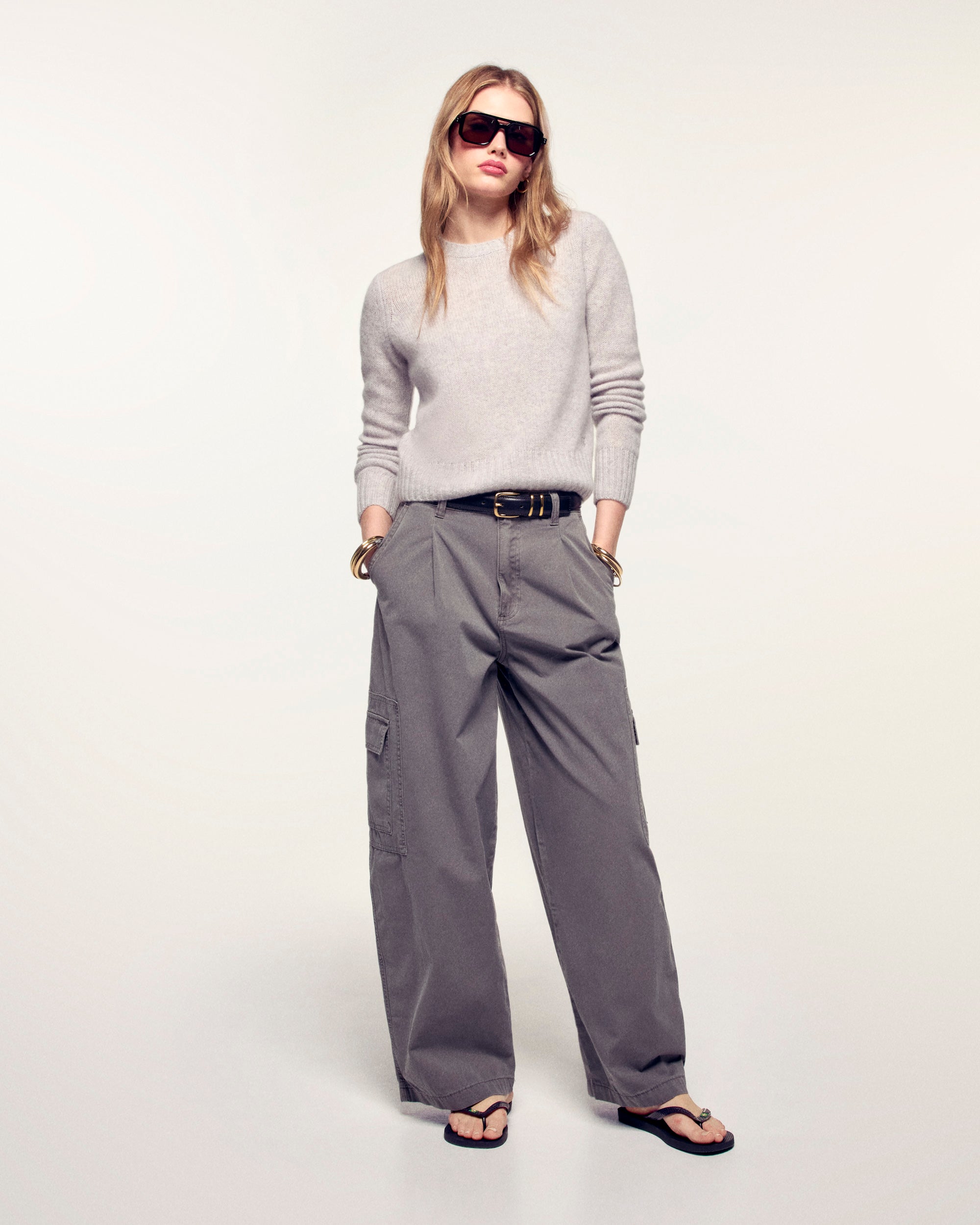 Cropped Crewneck Sweater (S26 / FEMME / Gris Chiné Clair)