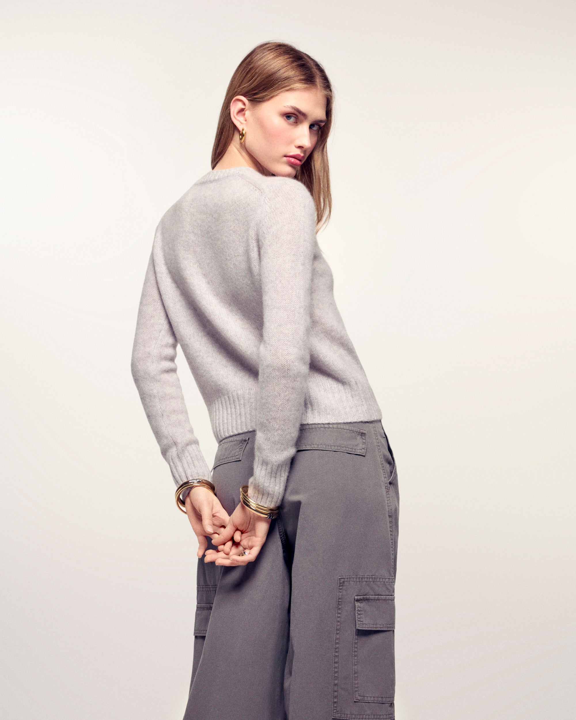 Cropped Crewneck Sweater (S26 / FEMME / Gris Chiné Clair)