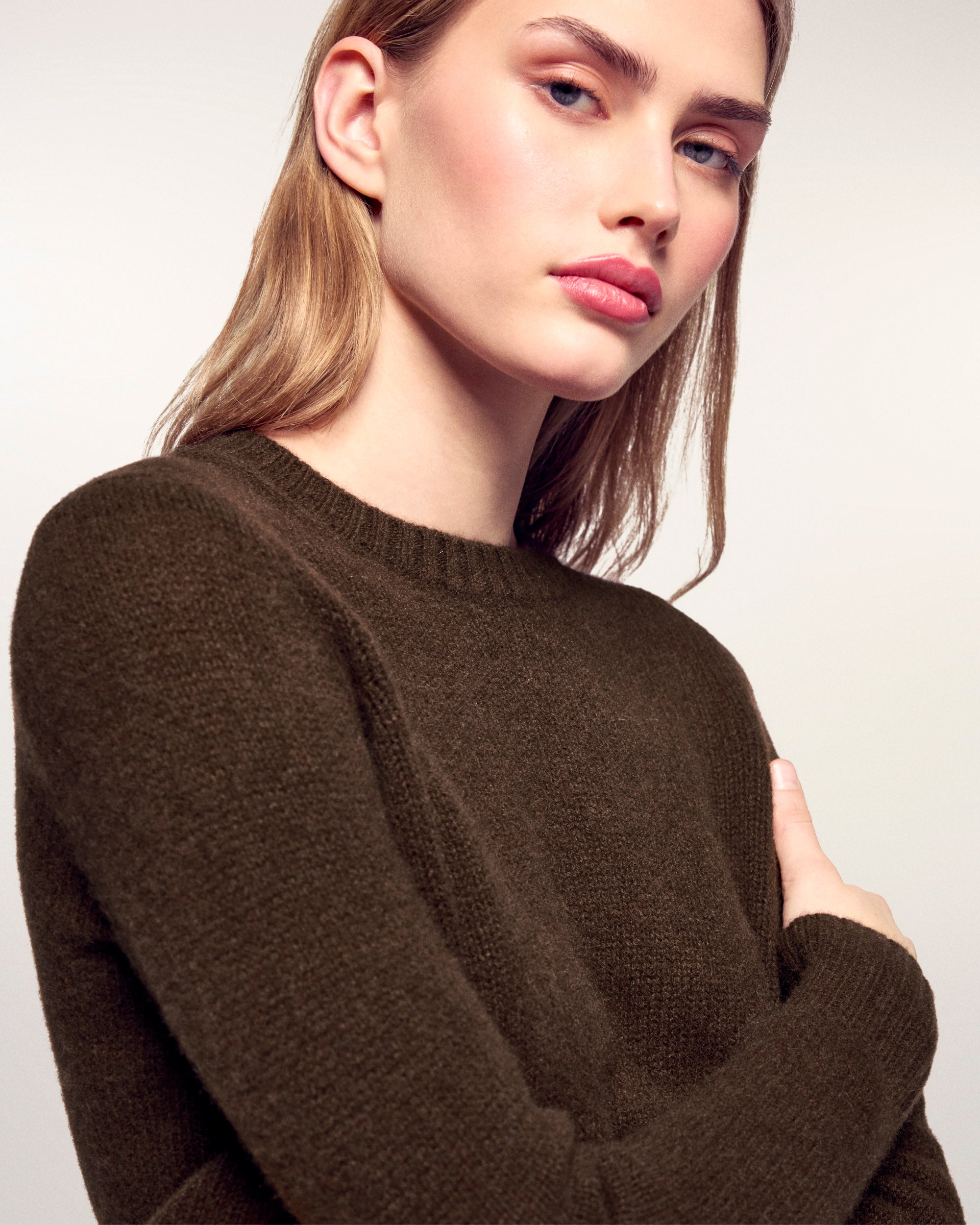 Cropped Crewneck Sweater (S26 / FEMME / Chocolat)