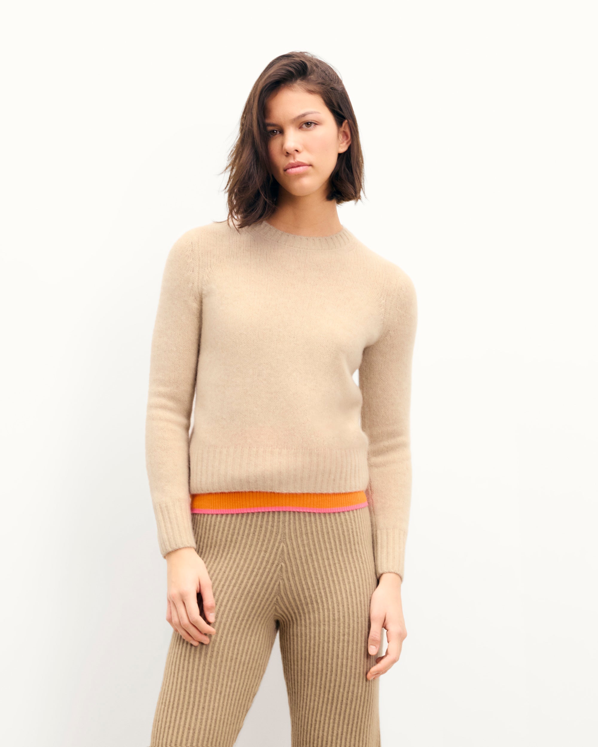 Short Crewneck Sweater (S25 / WOMEN / Heather Beige)