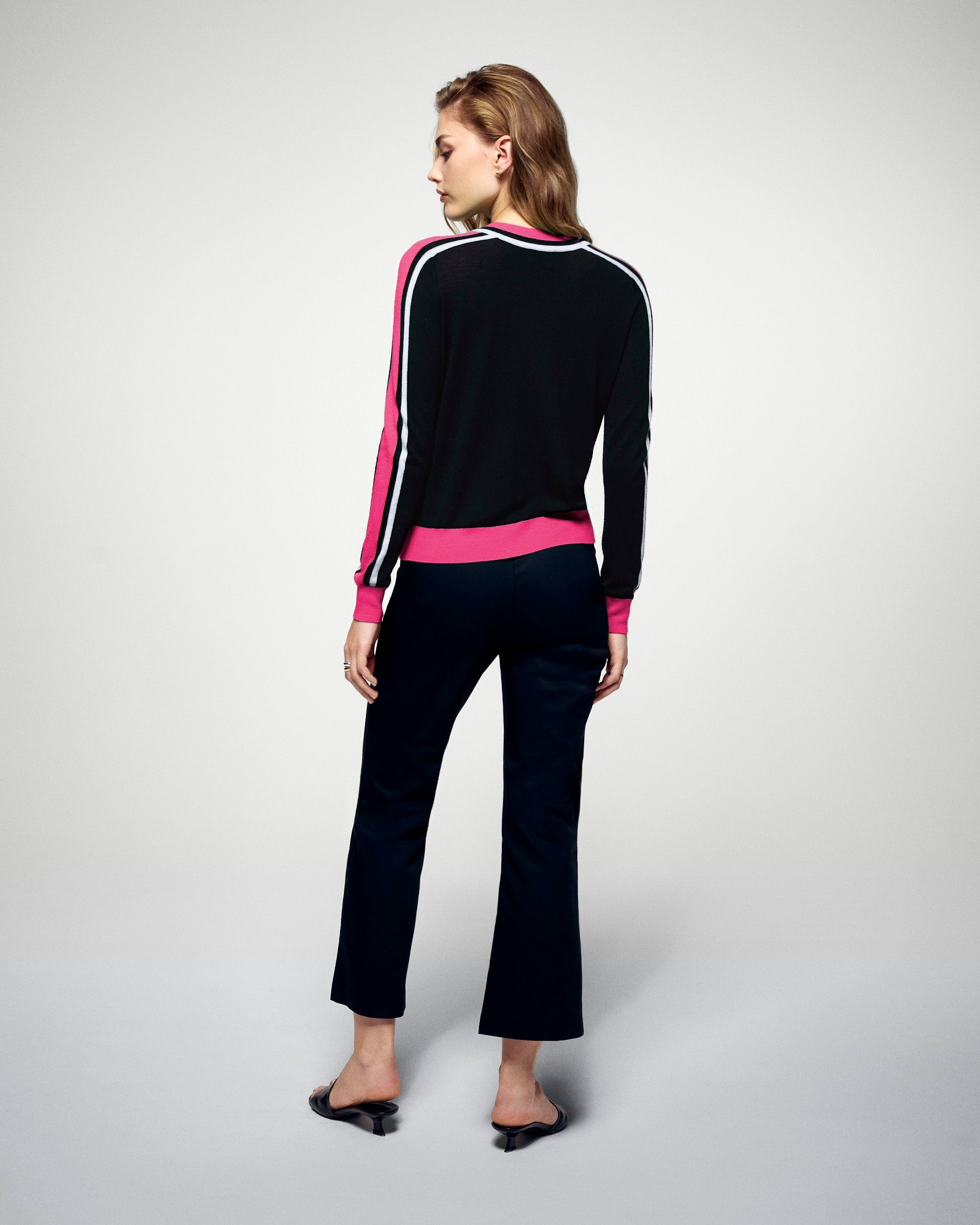 Crewneck Sweater Two-Tone Stripes (H25 / FEMME / Black / RWS)