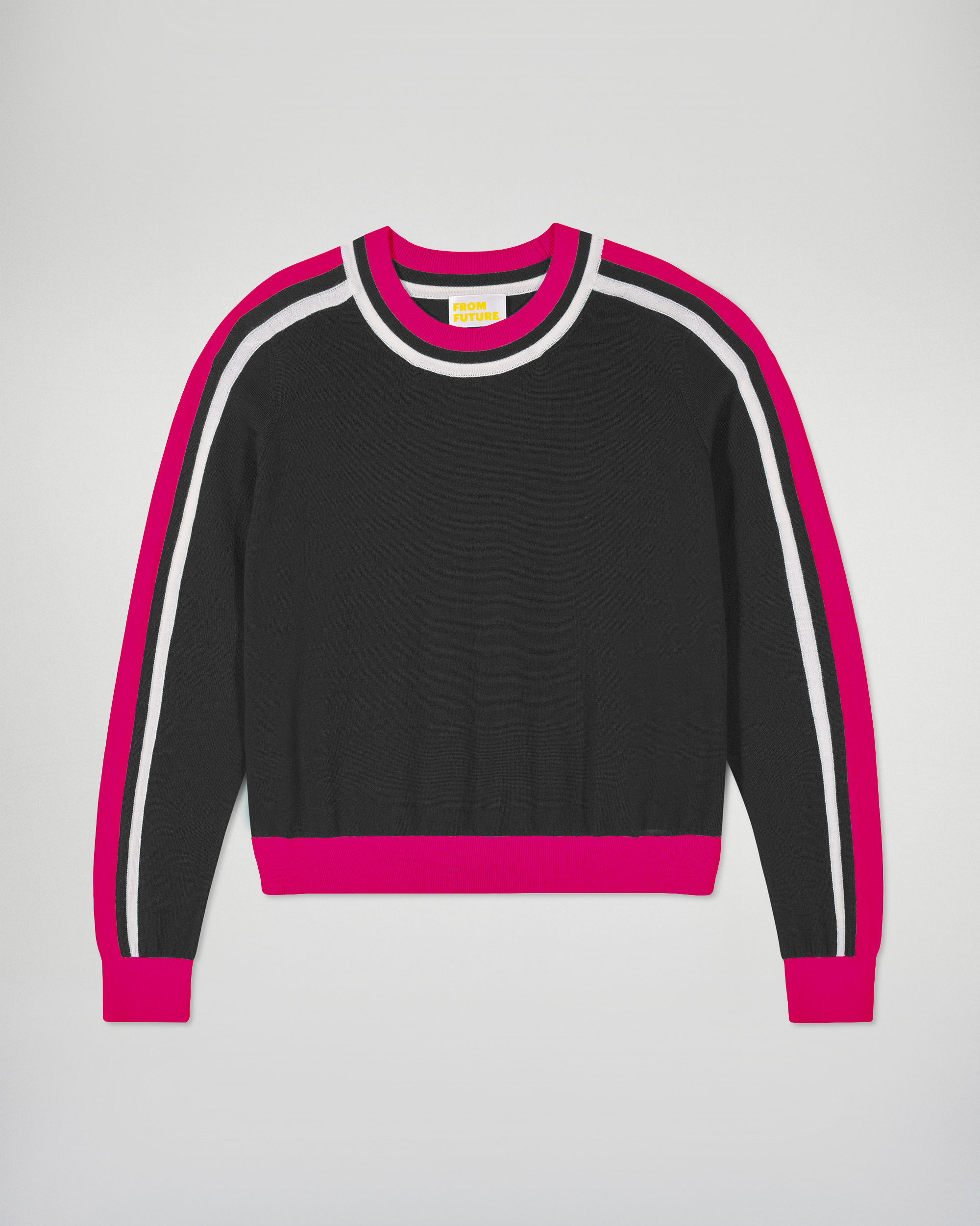 Crewneck Sweater Two-Tone Stripes (H25 / FEMME / Black / RWS)