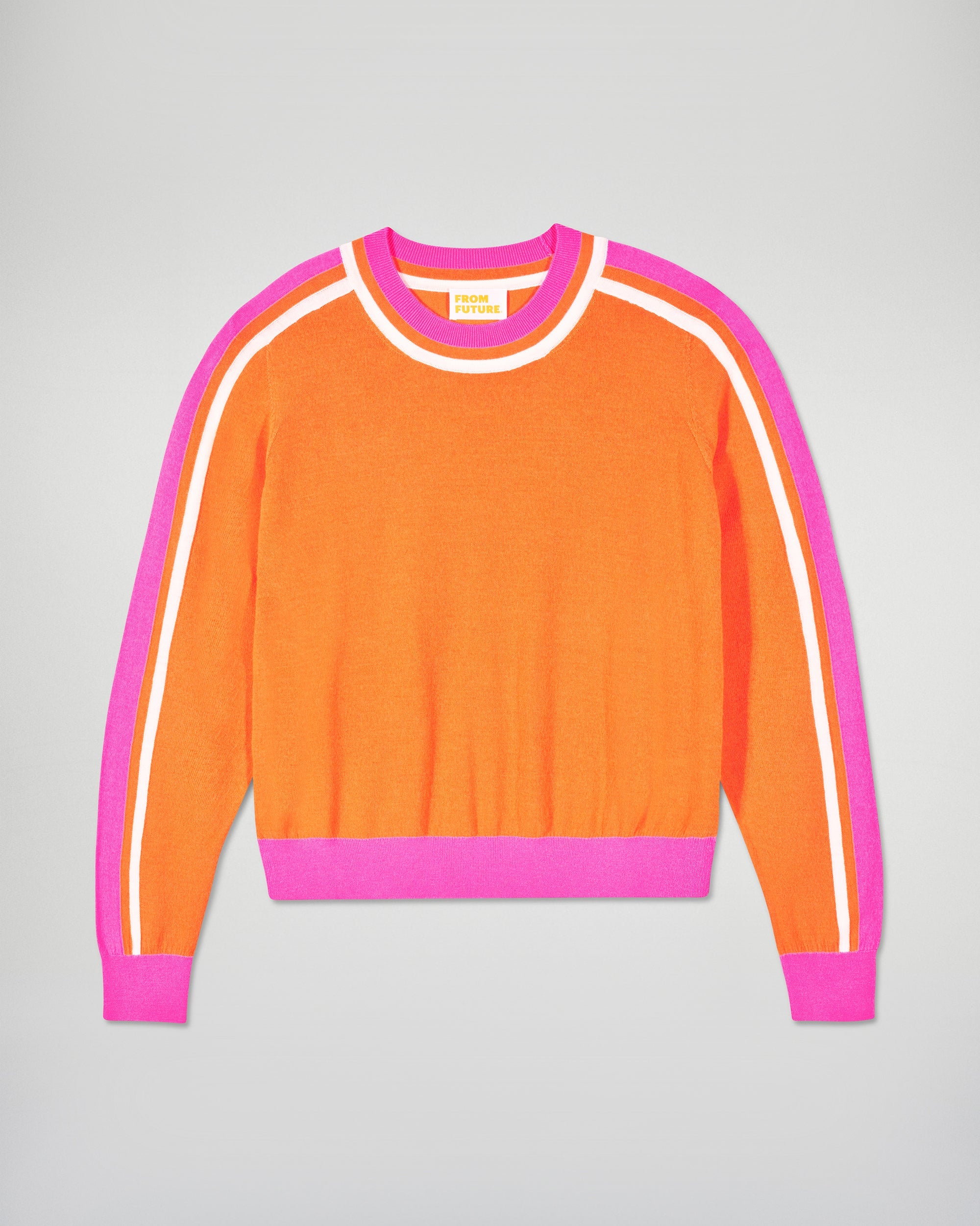 Crewneck Sweater Two-Tone Stripes (H25 / FEMME / Golden Orange / RWS)