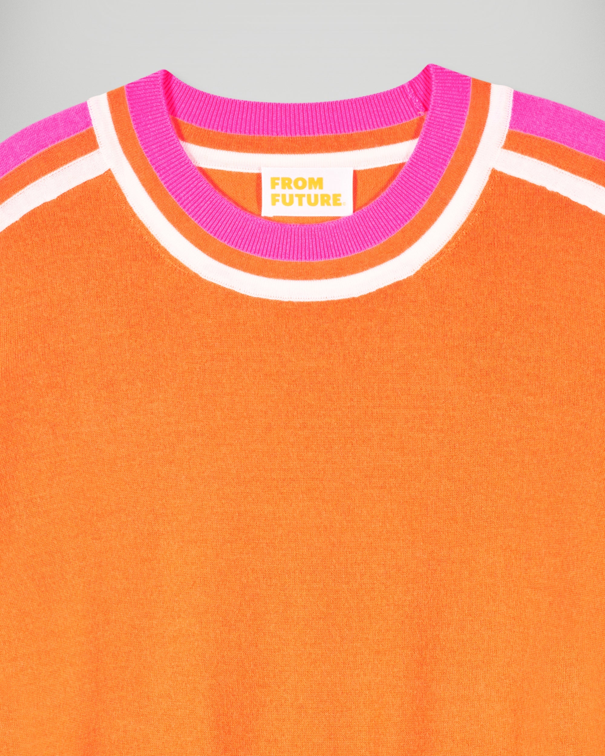Crewneck Sweater Two-Tone Stripes (H25 / FEMME / Golden Orange / RWS)