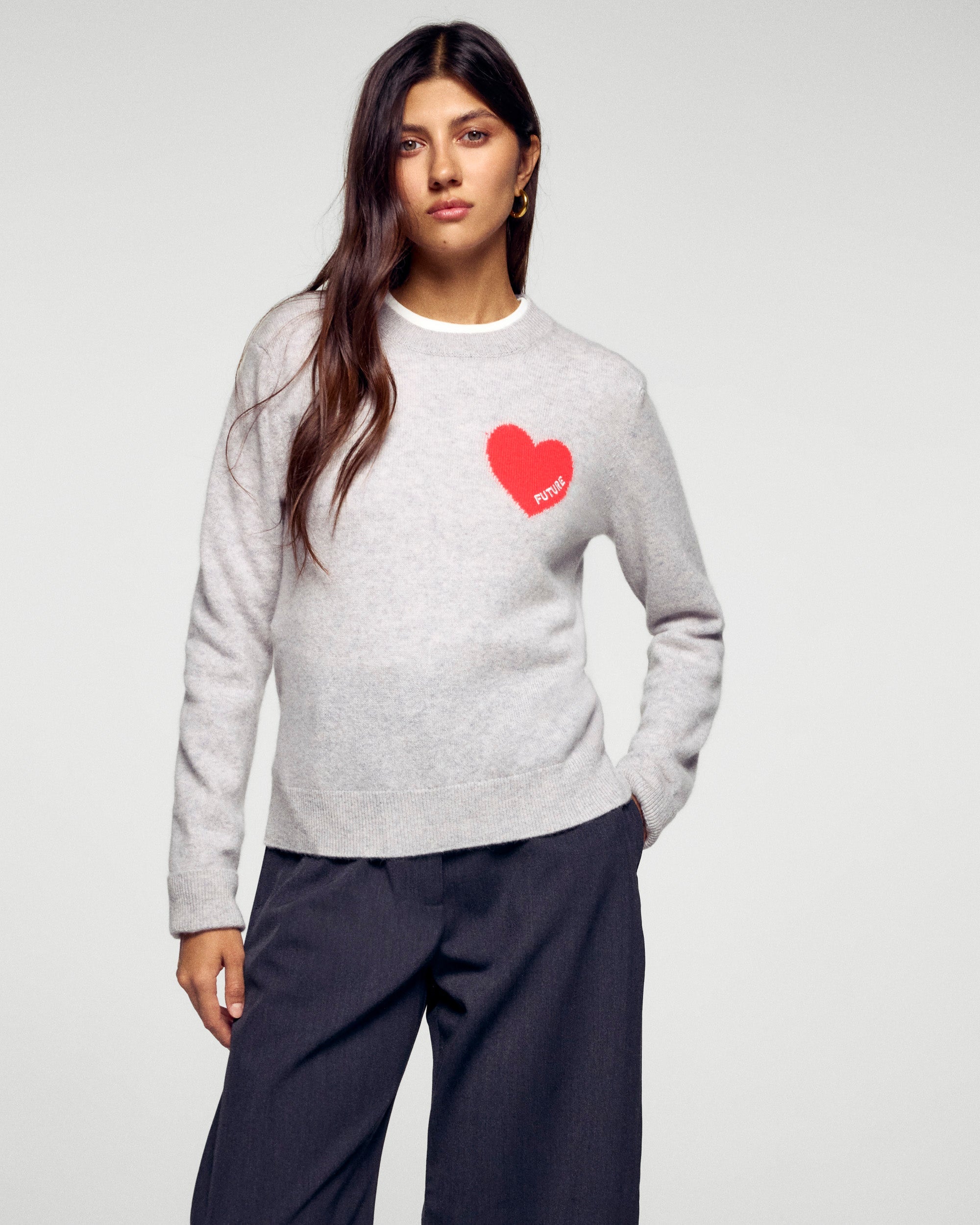 Crew Neck Sweater (H25 / FEMME / Light Heather Gray)