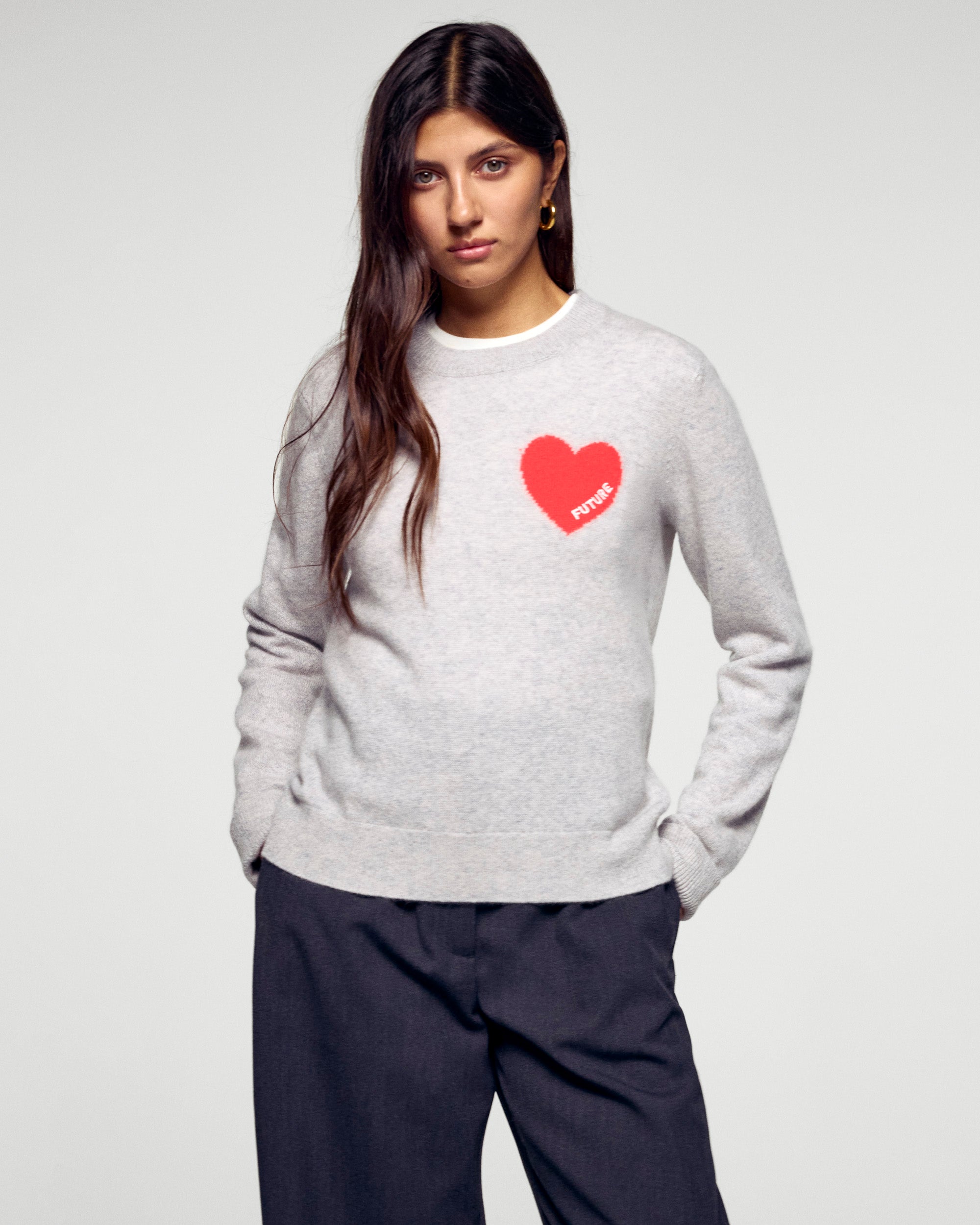 Crew Neck Sweater (H25 / FEMME / Light Heather Gray)