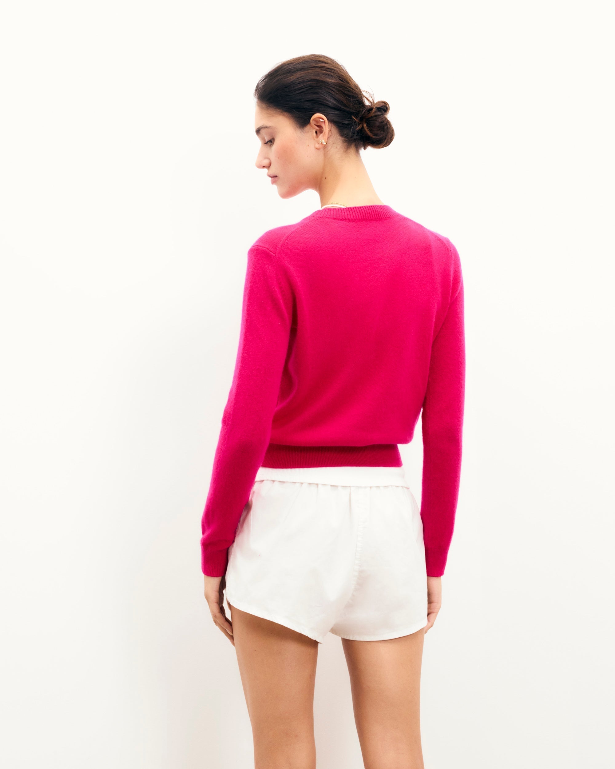 Crewneck Sweater with Future Heart Embroidery (S25 / WOMEN / Tropical Raspbe)