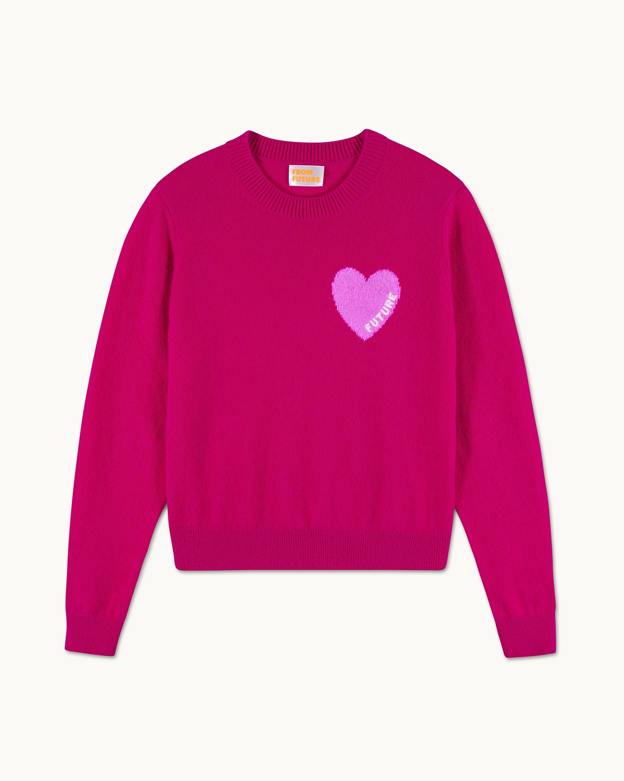 Crewneck Sweater with Future Heart Embroidery (S25 / WOMEN / Tropical Raspbe)