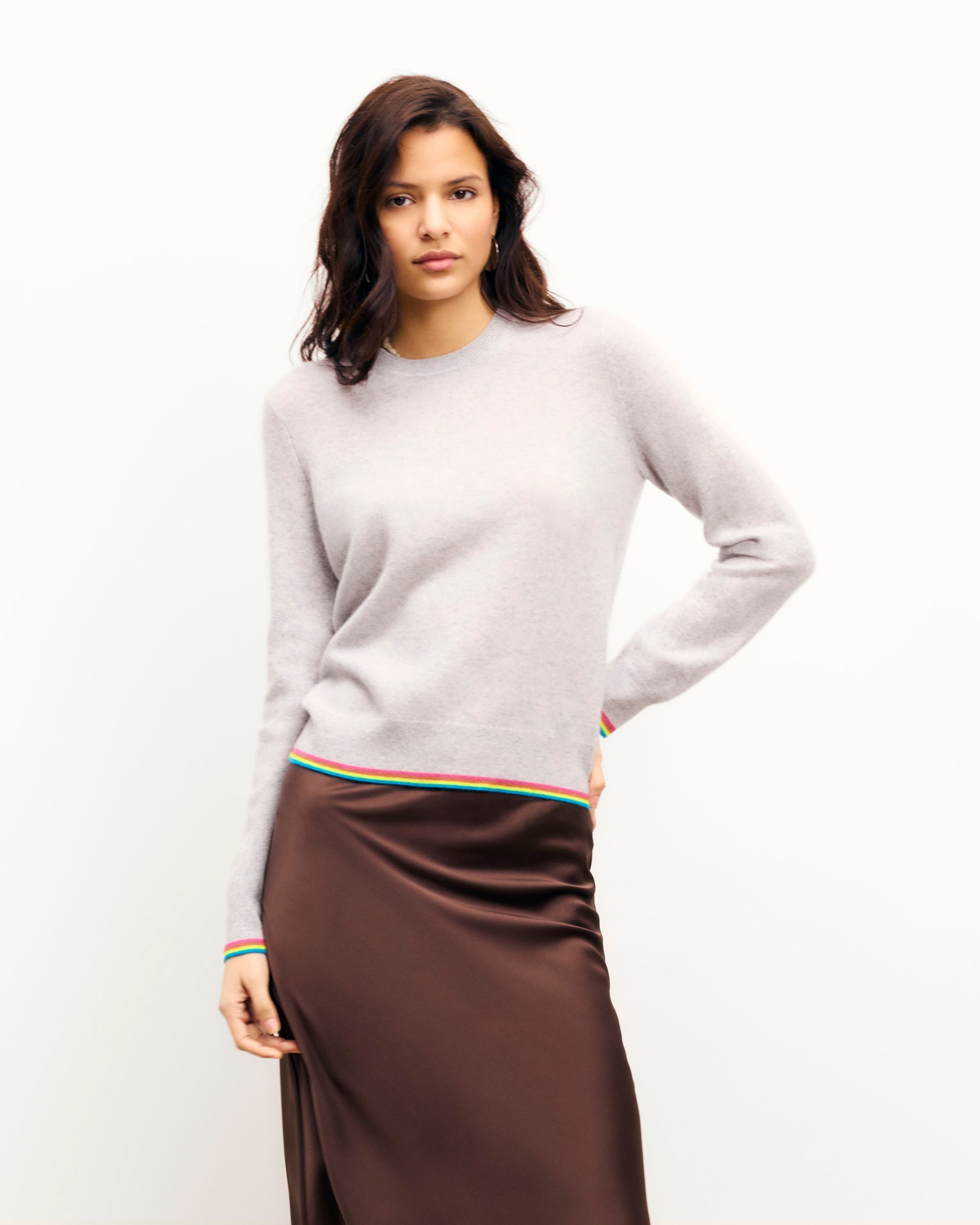Multicolored Crewneck Sweater (S25 / WOMEN / Light Heather Gray)