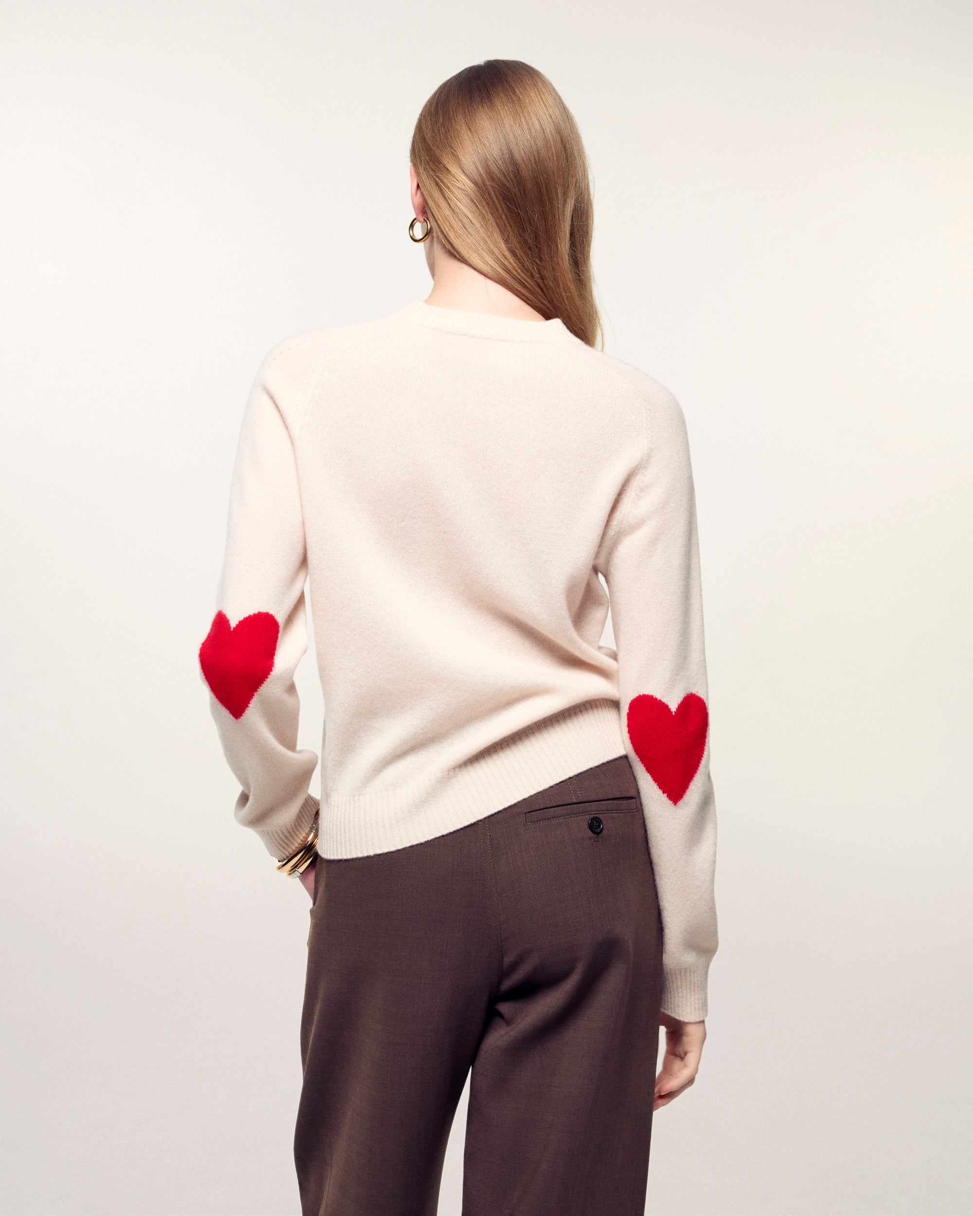 Heart Jacquard Crewneck Sweater (S26/ FEMME/ Sable)