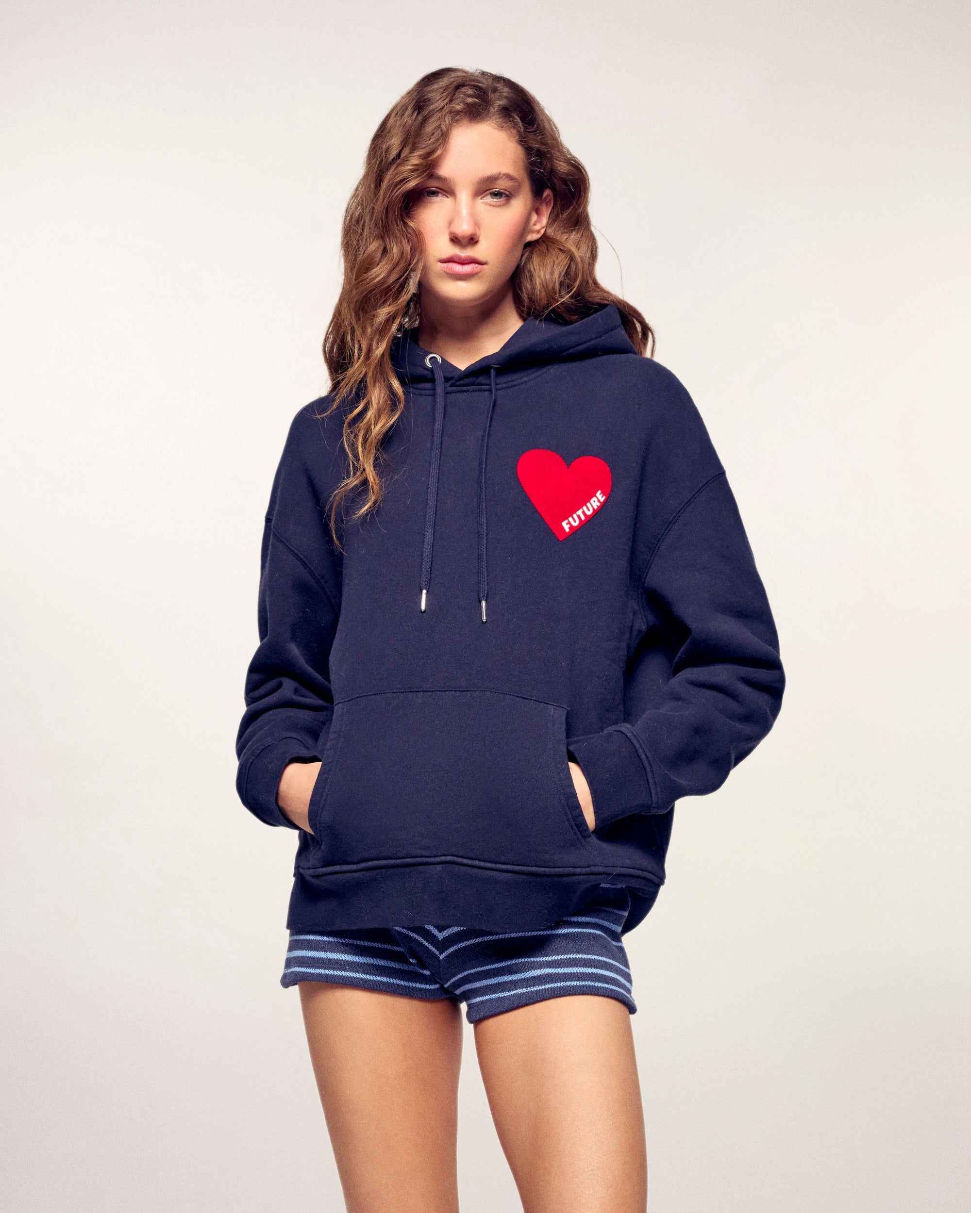 Heart Hoodie Sweatshirt (S25 / WOMEN / Navy)