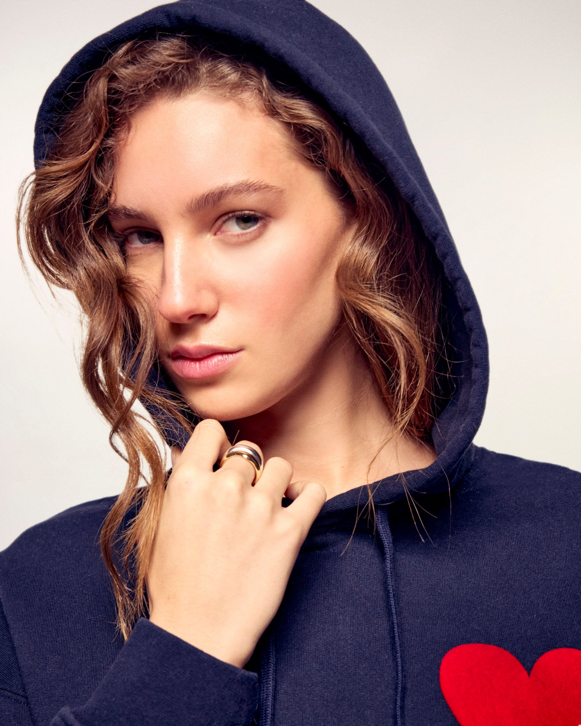 Heart Hoodie Sweatshirt (S25 / WOMEN / Navy)