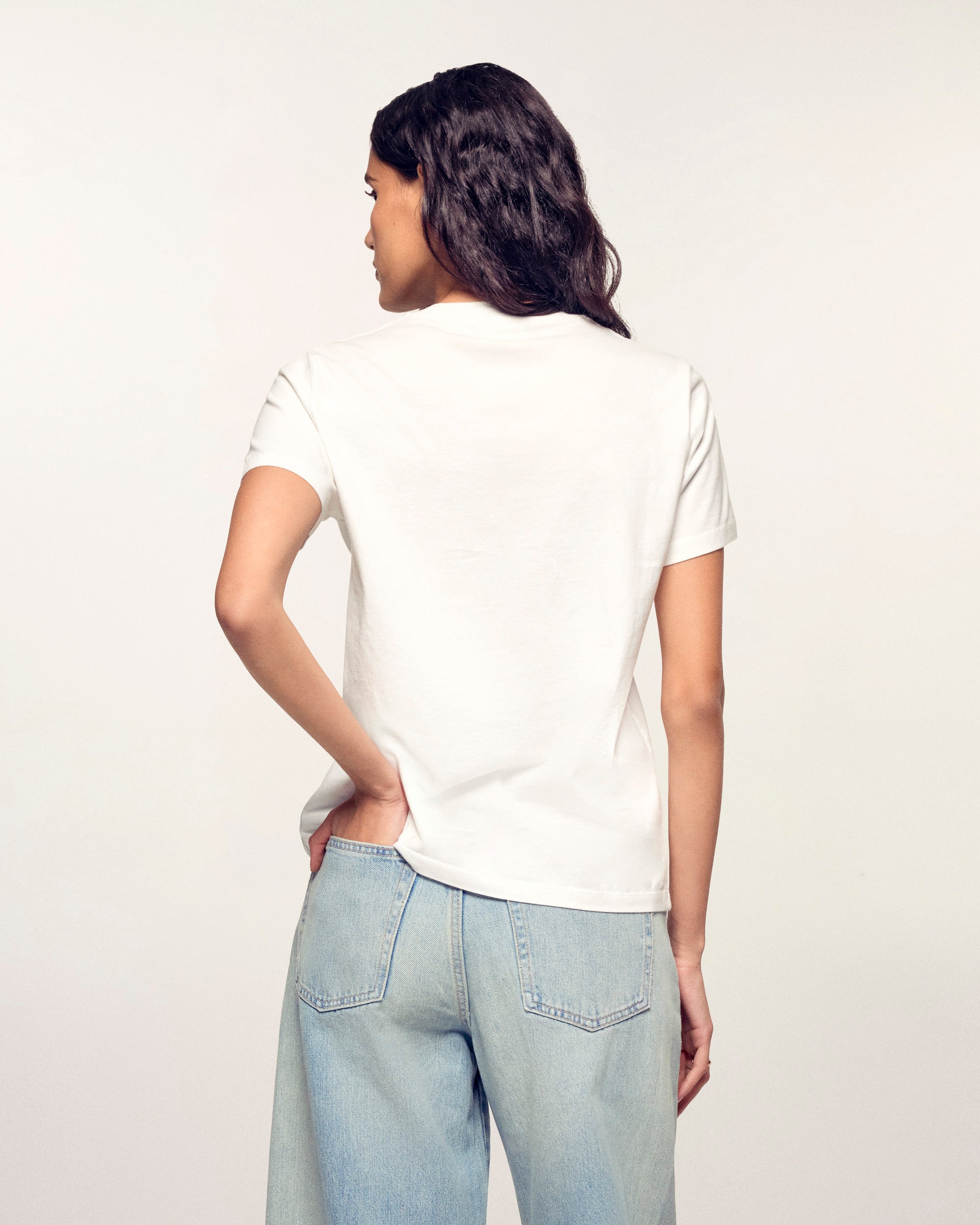 Crewneck Short Sleeve Heart T-shirt (S25 / WOMEN / White)