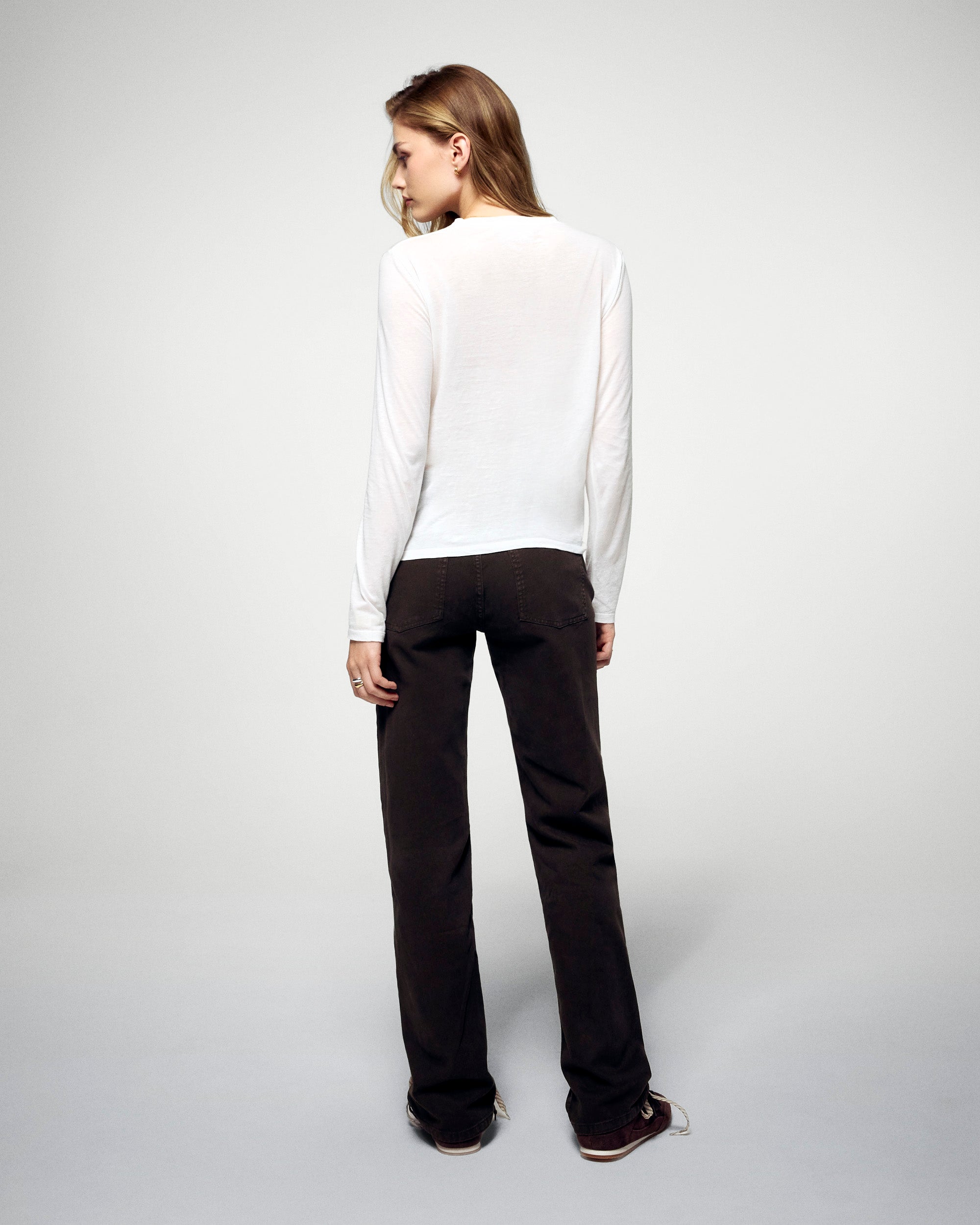 Long Sleeve Crew Neck T-shirt (H25 / FEMME / White)